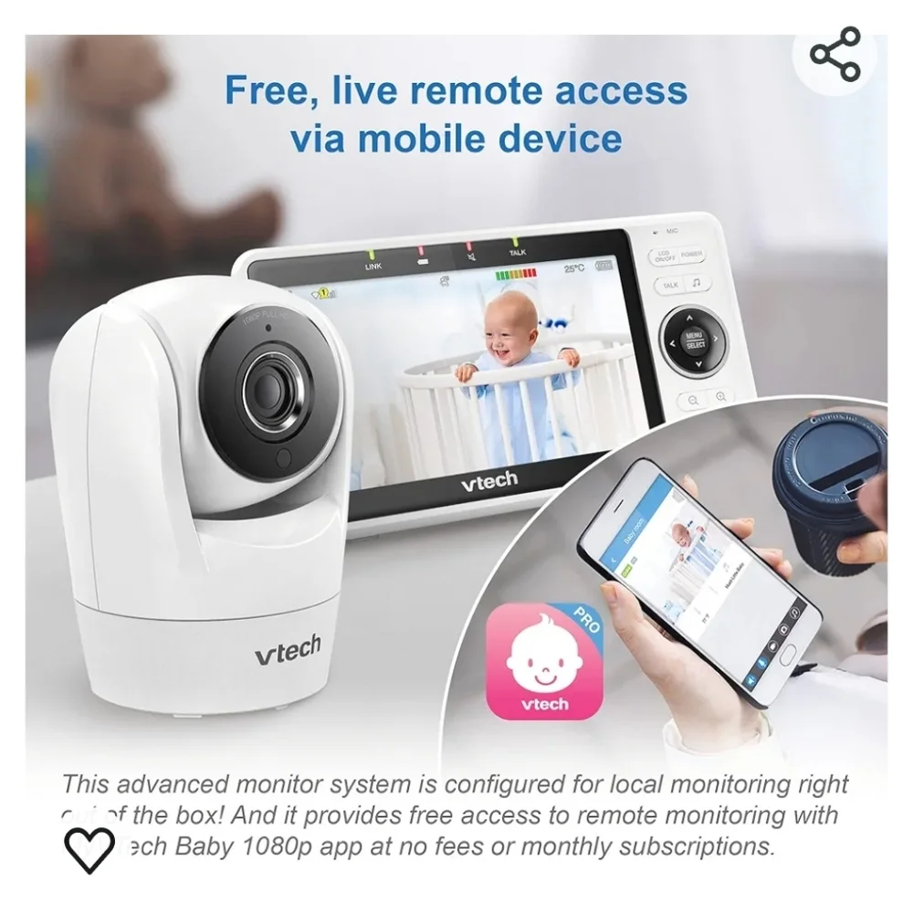White Baby Monitor with Camera and Display